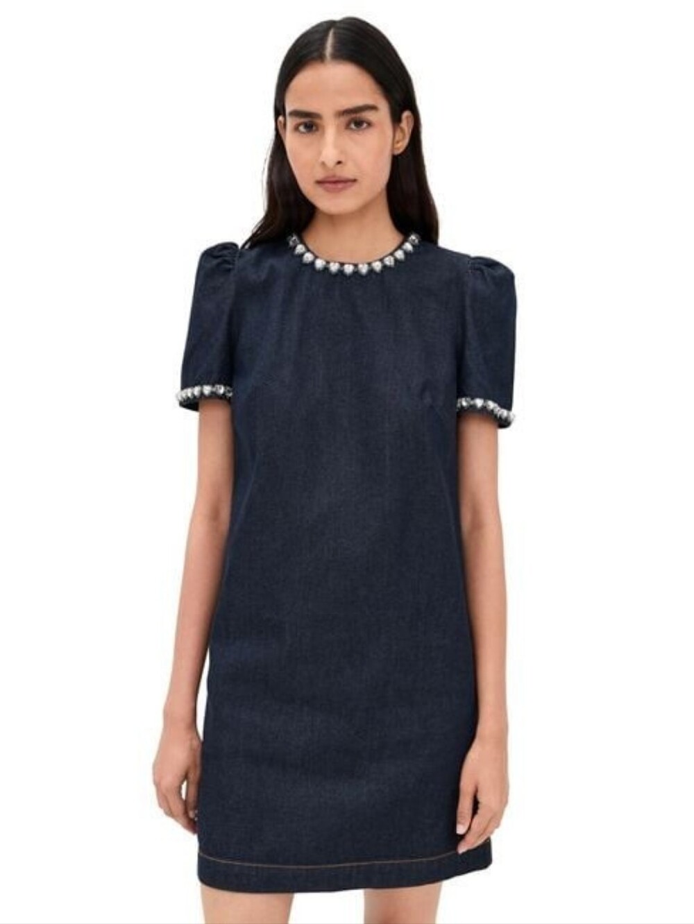 Zimmermann Women's Blue Embellished Deearl-Trim Dress Size S/ 1 - Picture 2 of 12